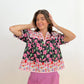 Midnight Blossoms Mixed Media Top