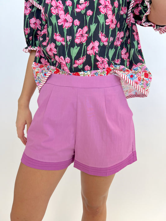 Plum Pleated Shorts