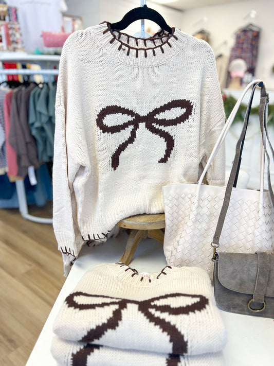 Ribbon Bow Crewneck Sweater