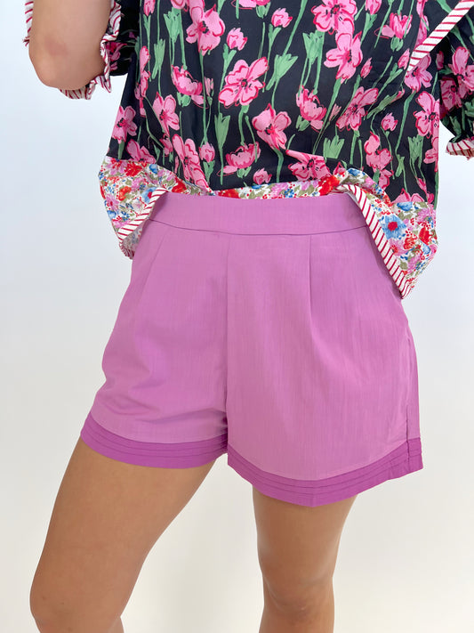Plum Pleated Shorts