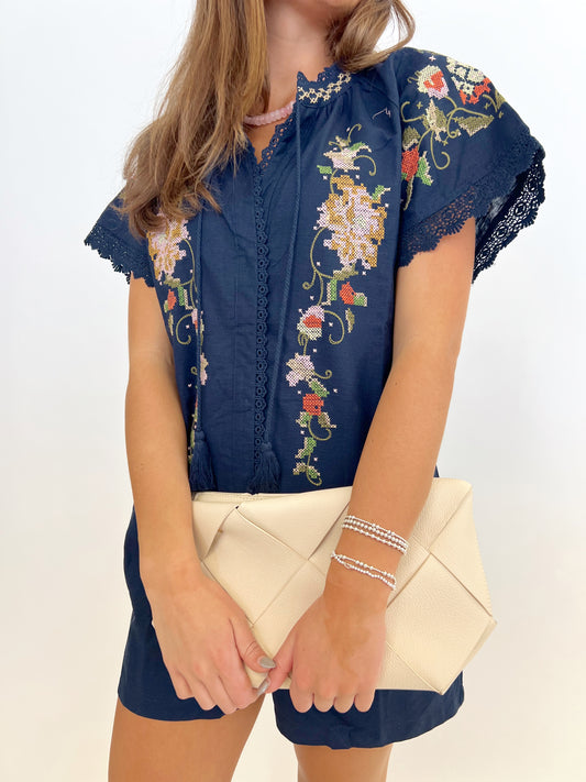 Evermore Embroidered Romper