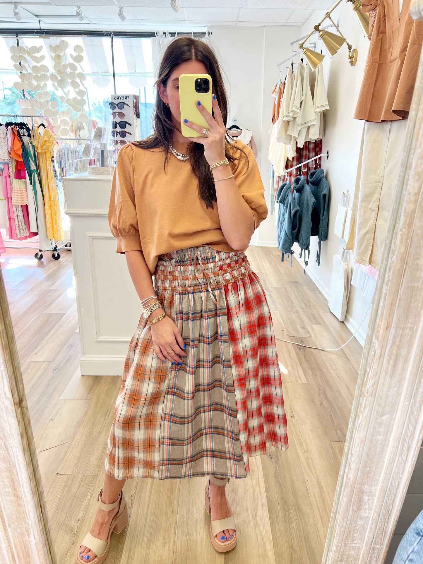 Cinnamon Latte Plaid Skirt