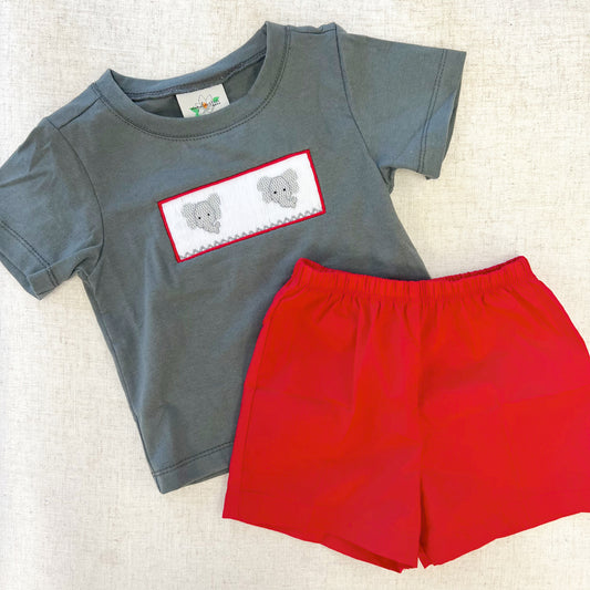 Smocked Elephant Short Set