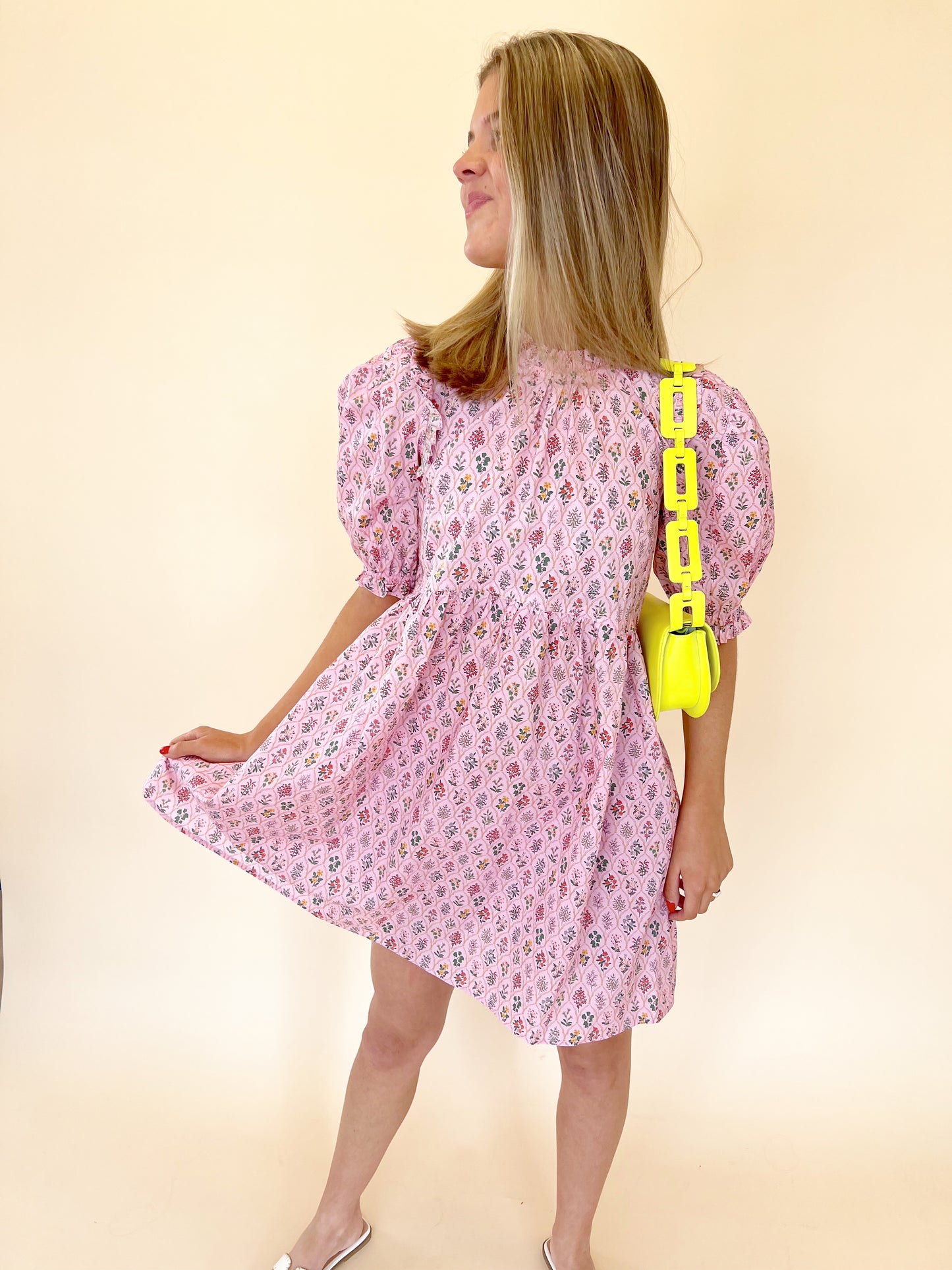 Make You Blush Block Print Dress