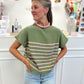 Stripe Mock Neck Knit Top