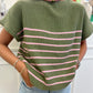 Stripe Mock Neck Knit Top